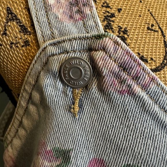 Wild Fable Womens Y2k Boho Light Wash Floral Print Denim Cropped Top Blue XL - Picture 3 of 6